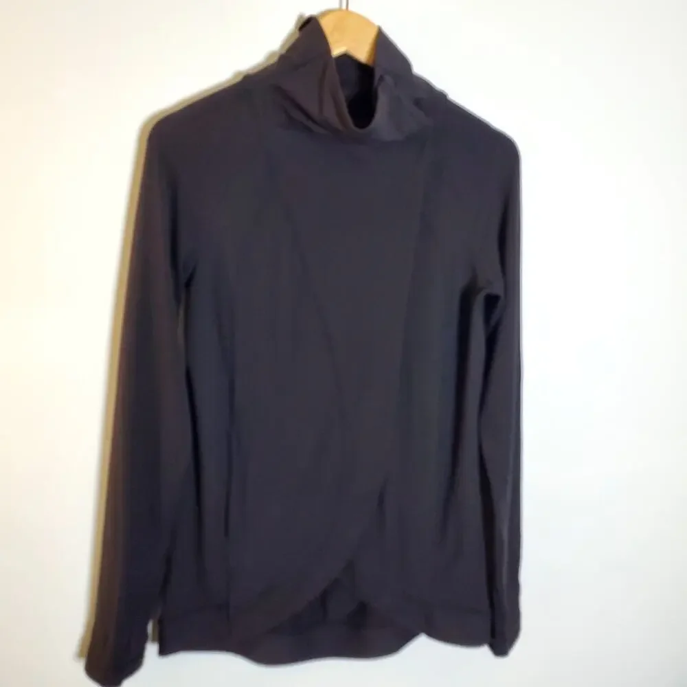 Lululemon Rulu Rally Wrap Women 6 Black Snap Neck Open Cardigan Cozy Stretch